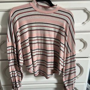 Free People Striped Mock Neck Steph Top